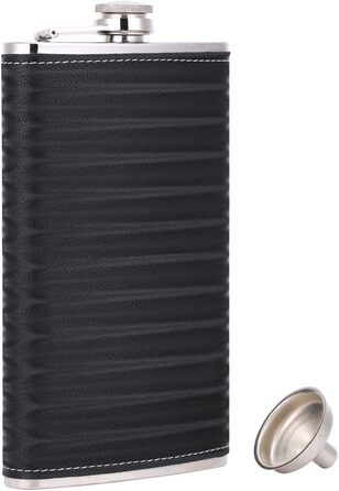 Фляга з імітацією крокодилячої шкіри, нержавіюча сталь, 510 мл, для віскі та лікеру, обгорнута PU-шкірою, TANEAXON