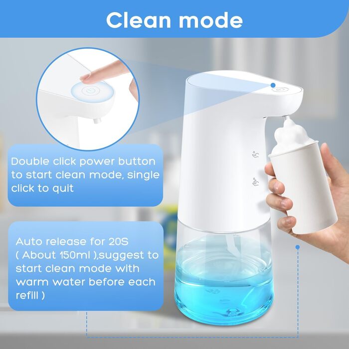 Automatic Foam Soap Dispenser: LAOPAO Soap Dispenser Set IPX5 Waterproof, USB-C Rechargeable with Sensor Infrared Motion Sensor for Kitchen & Bathroom White