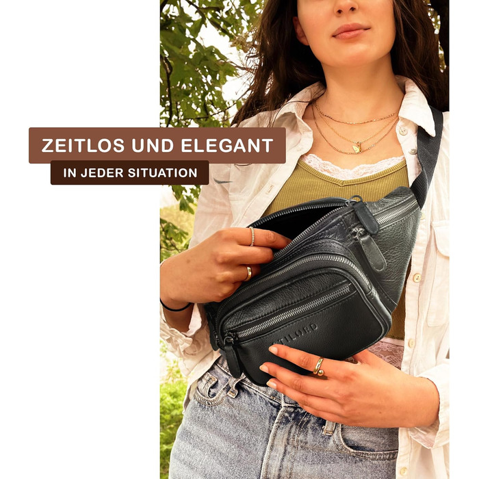 STILORD Велика шкіряна сумка на пояс Cognac - Вантажна сумка на ремінь для чоловіків, жінок та дітей - Ретро поясна сумка для бігу, фестивалів, подорожей Caspar Schwarz