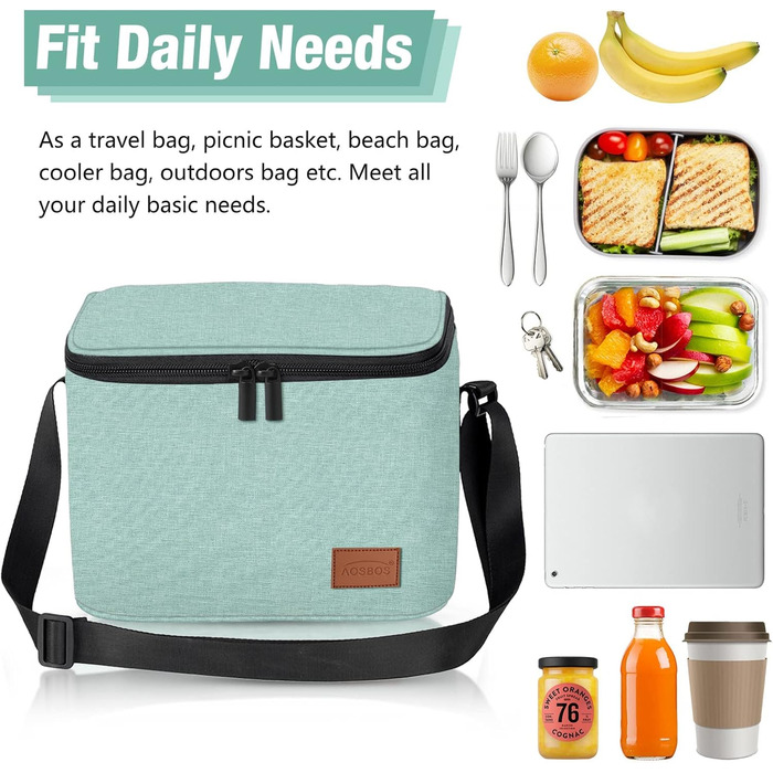 Зручна термосумка-ланчбокс для їжі: компактна, легка, водонепроникна, зелена