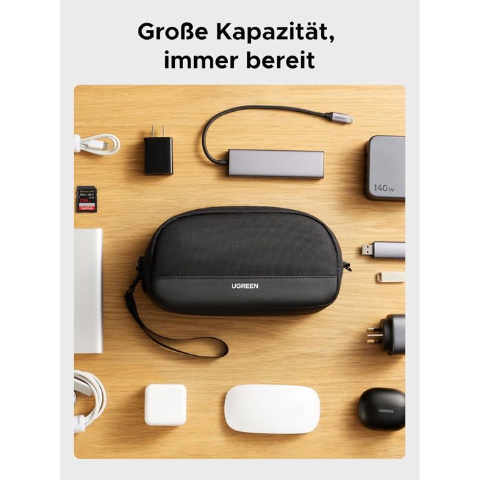 UGREEN Cable Bag Tech EDC Pouch, Cable Organizer Bag, Travel Essentials Cable Bag Organizer, Waterproof, Internal Zippered Layers, For Power Bank, Charger, Adapter, Cables, HDD
