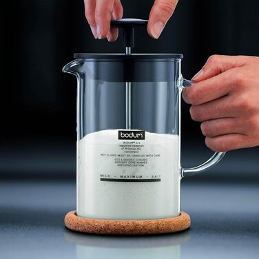 Bodum Latteo - спінювач молока з ручкою з скла, чорний, 18см, 15.6см, 10см
