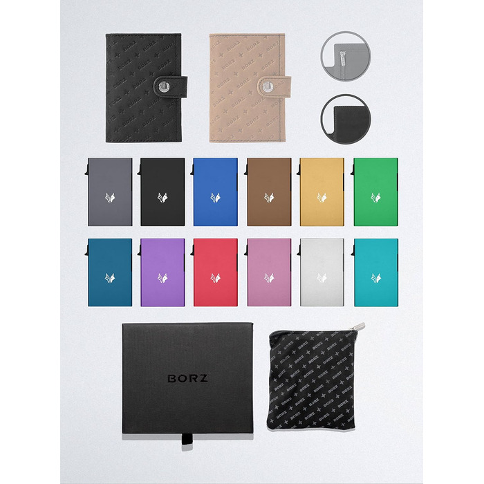 Крутий чохол-картхолдер BORZ Prime для AirTag з відділенням для монет, цифровою візитною карткою, захистом RFID, карбоном та червоною строчкою. Slim, шкіряний, з червоною строчкою.