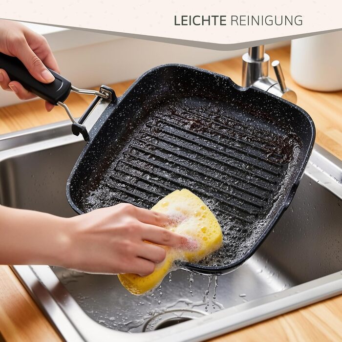 Гриль-сковорода Brieve Black Titanium індукційна, алюмінієва, з антипригарним покриттям, складана, 20x20 см