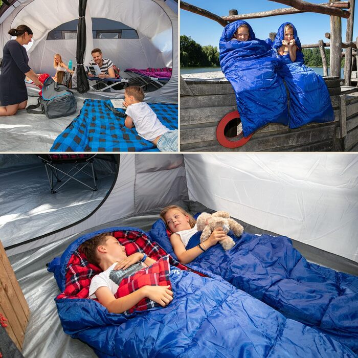 Skandika Dundee Junior Kids Sleeping Bag | Flannel-Lined Cotton Sleeping Bag for Children - Waterproof, 13°C to 3°C Comfort, 175 x 70cm