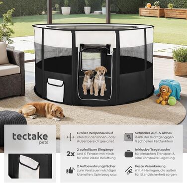 Тектейк® вольєр для цуценят, аксесуари для собак, вольєр для собак, складаний, для дрібних тварин, таких як кролики, коти, як вольєр для вигулу, для кроликів, морських свинок - Чорний Чорний | № 402438