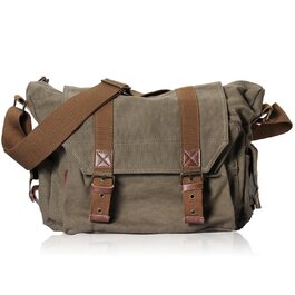Сумка для фотоапарата DSLR з м'якою вставкою, Canvas Messenger Bag у вінтажному стилі, 34x13x27 см, Оливково-зелена