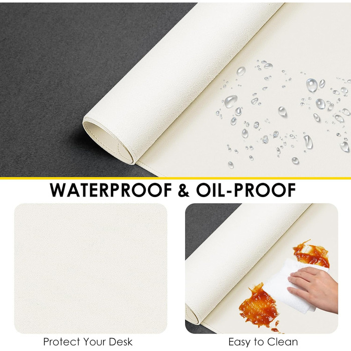 Підкладка на стіл Vicwe з PU-шкіри 80x40 см, біла. Килимок для миші, захист столу для офісу та дому
