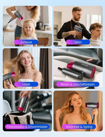 Aigostar Фен для подорожей 2100W з складною ручкою, сірий, з захистом від перегріву, з сумкою