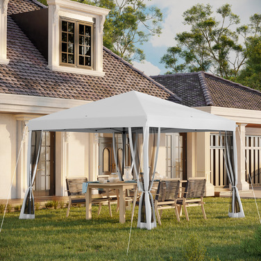Outsunny Gazebo, approx. 3x3m, Water-Resistant, Stable, Winter-Proof Pop-Up Folding Gazebo with UV Protection, Foldable Party Tent, Garden Tent with 4 Side Panels, Bag Garden Gazebo for Camping Garden, Cream White | Aosom