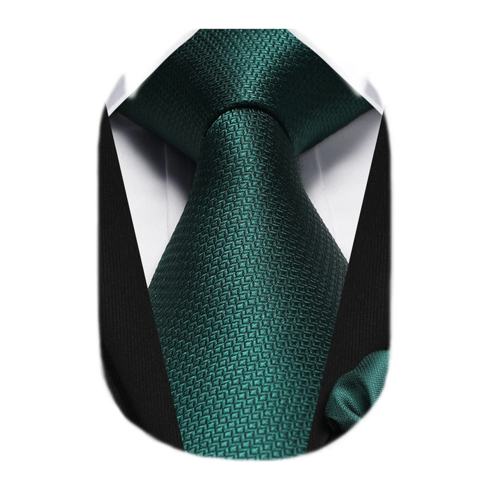 Чоловіча краватка HISDERN в клітку з нагрудною хустинкою, формальна класична краватка для весілля, темно-зелений колір