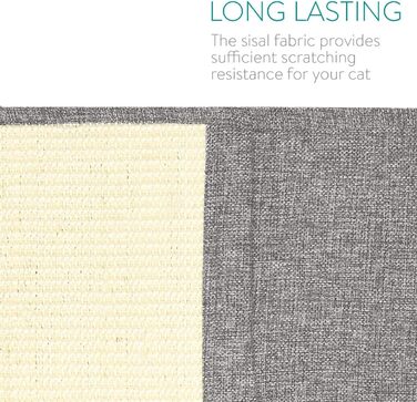 Navaris Cat Scratch Mat Scratch Protection Sofa - with 2 compartments - 128 x 45 cm Sisal Scratch Rug for Cat - Couch Cat Scratch Mat - also for Dogs (Light Grey - White)