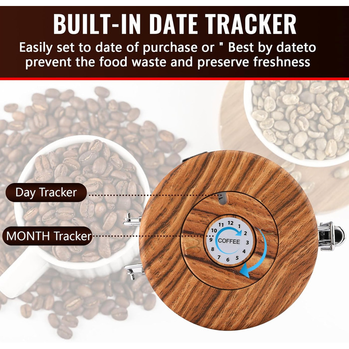 Контейнер для кавових зерен Royouzi з нержавіючої сталі 304 з випускним клапаном, багаторазовий контейнер для зберігання з мірною ложкою, багатофункціональне герметичне скло для дому та офісу (чорний)