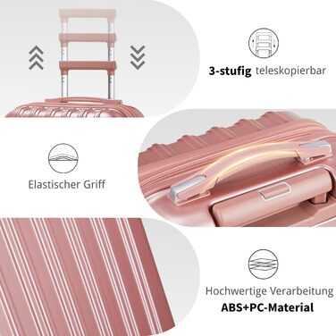 Набір валіз LALAHO 3 шт. з жорстким корпусом, великий дорожній набір, валізи з колесами, ABS+PC, ручна поклажа, набір валіз з жорстким корпусом, м'ятно-зелений (рожеве золото)