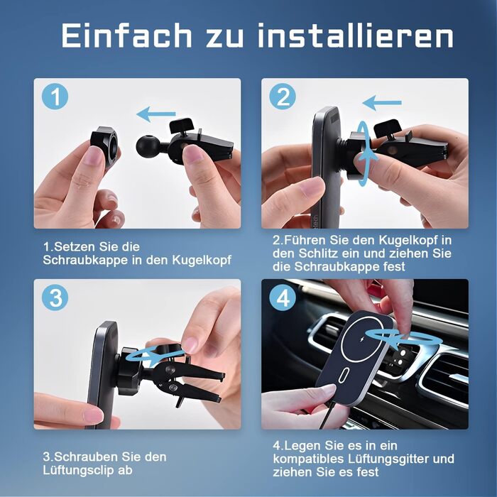 Автомобільний зарядний пристрій MagSafe 15W: бездротова підставка-тримач для iPhone 16/15/14/13/12 Pro Max