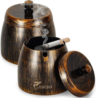 Набір попільничок для вулиці 2 шт. Edestah Retro з кришкою для дому та вулиці, попільничка-вітрозахист з неслизьким дном для саду, бару та балкону