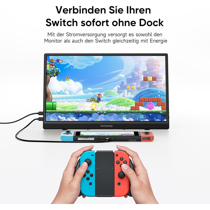 Портативний монітор 15.6 дюймів, 1080P FHD з підставкою, IPS екран з динаміками, тонкий додатковий монітор для ноутбука/ПК/Mac/PS4/Switch, USB-C/HDMI