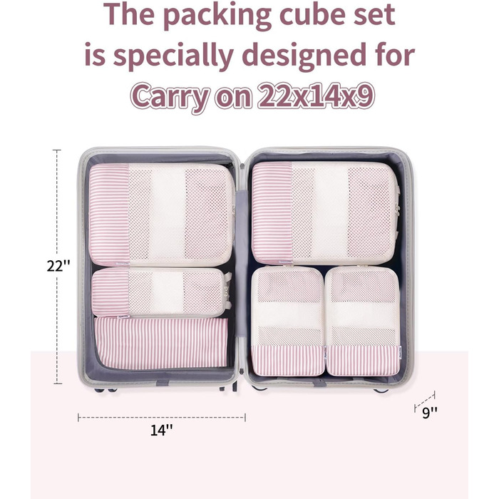Набір органайзерів для валізи Narwey (6 шт.) - компресійні кубики для подорожей, рюкзаки, сумки-органайзери