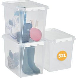 SmartStore - 4x Storage Box with Lid Classic 8L (34x25x16cm) | Stackable Box with Lid | Food-Safe Plastic Box | Plastic Box with Lid & Reinforced Corners | 10 Year Warranty (52 L)