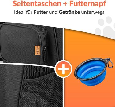 Рюкзак для тварин до 20 кг, регульовані ремені, складаний, короткий поводок, чорний. Ідеально для собак та котів