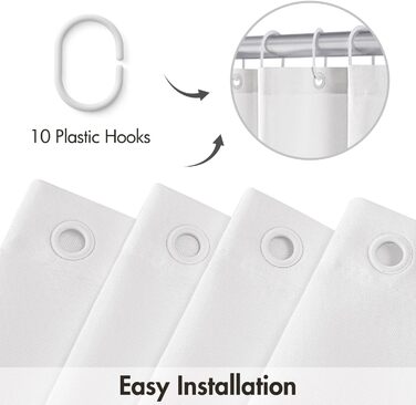 MIULEE Дзеркальний душовий завіс з льону, 120x200 см, важкий, поліестер, водонепроникний, антигрибковий, з кільцями, для ванної кімнати