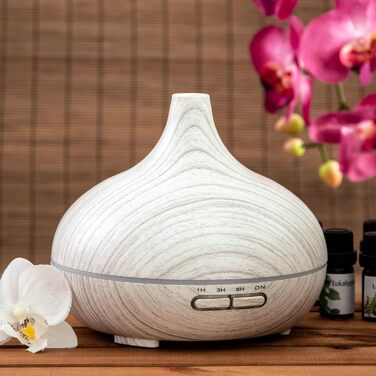 Дифузор аромату 300 мл - ультразвуковий зволожувач повітря з LED-підсвіткою 14 кольорів та таймером, ароматерапія, для ефірних олій (сірий)