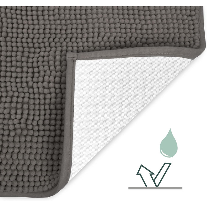 Килимок для ванної кімнати Beautissu BeauMare WR 50x80 см, антрацит, антиковзаючий, з плюшу