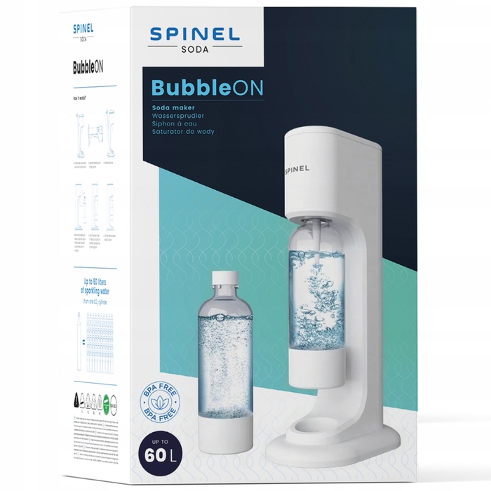 Сифон для води SPINEL SODA BubbleON білий: набір (2 пляшки + балон з газом)