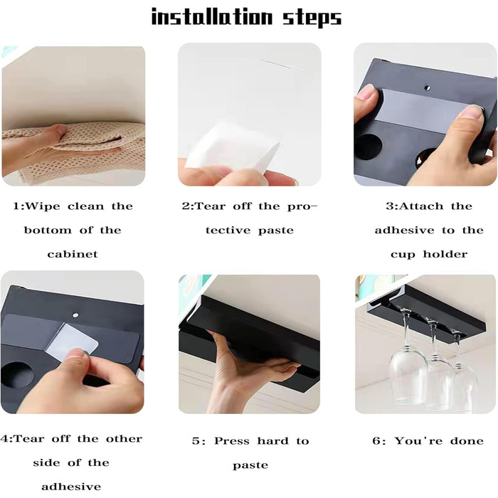 Тримачі для келихів вина, настінні, чорні - 2 шт.