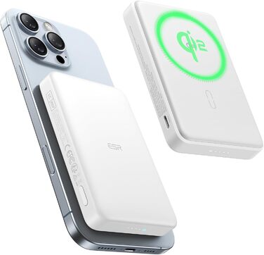 Power Bank ESR MagSafe 10000mAh, QI2, Бездротова Магнітна, 15W, USB-C, для iPhone/Pixel, Білий