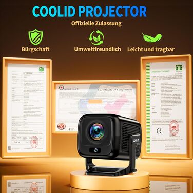 Портативний проєктор Mini Beamer 4K з WiFi 6, Bluetooth 5.4, автоматичною корекцією трапецеїдальних спотворень, обертання 270°, підтримка USB/Laptop, з пультом ДУ та мишкою, білий (Black-1)