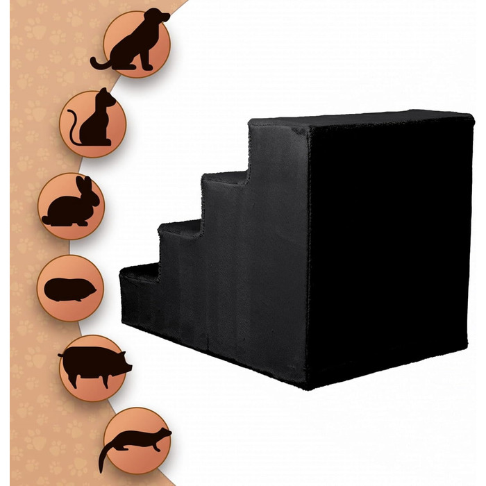 Сходинка для собак Mg Design - зручна та мобільна, для софи та ліжка, чорний колір, 40x45x5 см та 57x40.5x45 см