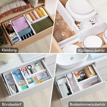 Lifewit 8-Piece Plastic Drawer Dividers for Internal Lengths 27-40cm & Height >10.5cm Drawers, Adjustable Organization System for Wardrobe/Bedroom/Dresser/Kitchen/Office, White