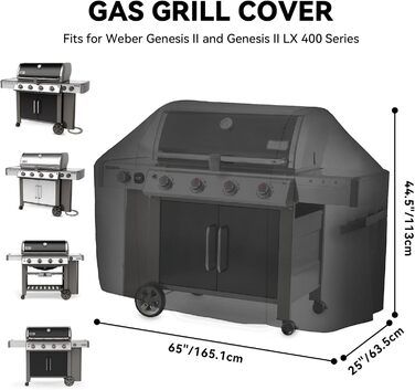 Чохол для гриля Onlyfire для Weber Genesis II/II LX 400, водонепроникний, UV-захист, дихаючий