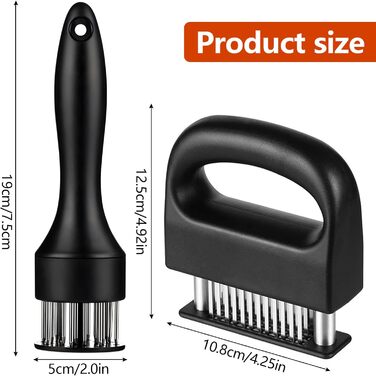 Змінник текстури м'яса 2 шт. з нержавіючої сталі, ніж для відбивання м'яса з 48 та 21 лезом для стейків, курки, свинини, риби, барбекю