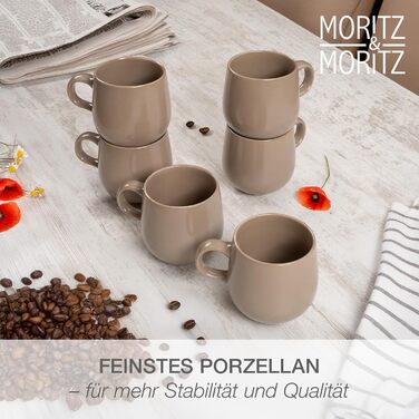 Набір кавових чашок Moritz & Moritz ALHAMBRA (6 шт.) - 380 мл, порцеляна, з ручкою - для кави, чаю, капучино