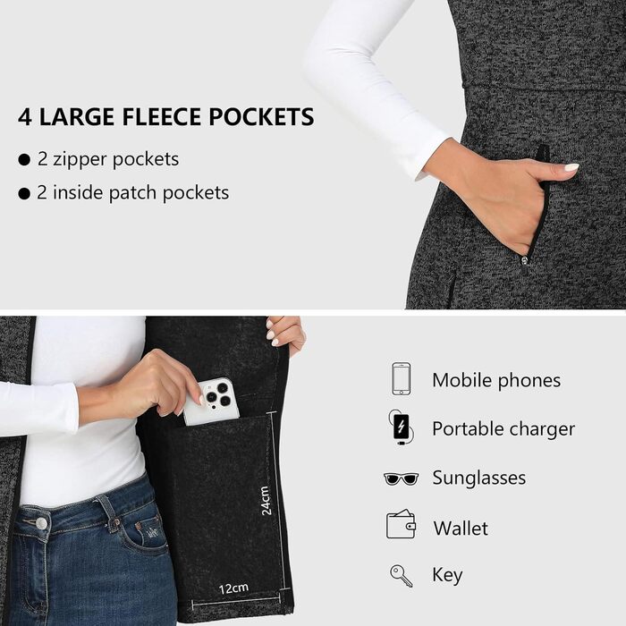 Жіноча флісова жилетка Soneven Daen Weste для бігу, походів та їзди на коні. Легка, вітронепроникна жилетка з м'якого флісу, підходить для зими. Розмір M, колір: темно-сірий.