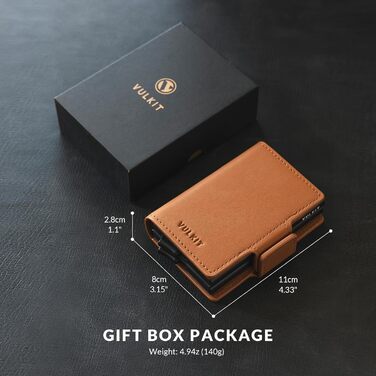 Чоловіче шкіряне картхолдер VULKIT з RFID захистом, для карток та грошових купюр (коричневий)