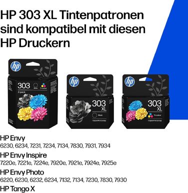 Оригінальний чорний картридж HP 303XL для принтера, підвищена ємність (нова версія)