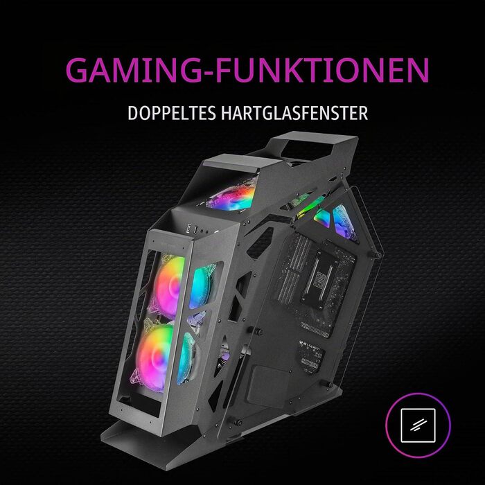 Корпус для ПК Mars Gaming MC300P MicroATX, загартоване скло, Mesh-панель, 3x FRGB вентилятори, чорний