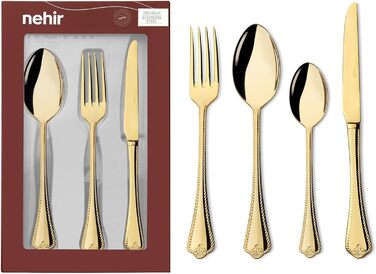 Нержавіюча сталева стололова посуд: набір 24 шт. на 6 осіб - елегантний набір для щоденного використання та особливих випадків, стійкий до корозії