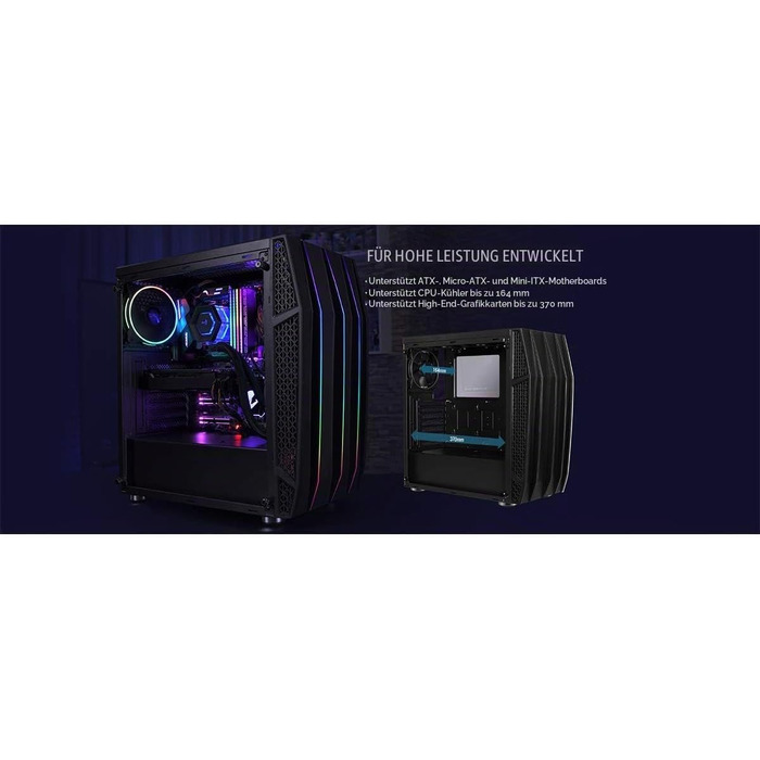 Ігровий корпус AeroCool KLAW ATX, загартоване скло, RGB підсвітка, 3 RGB вентилятори, чорний