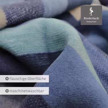 biederlack® Fluffy Throw Blanket made of cotton blend | Made in Germany | Öko-Tex certified | sustainably produced | Living blanket Color Squares Dark Blue in dark blue-grey | Sofa blanket in 150x200 cm