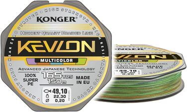 Braided Line KONGER KEVLON Multicolor 4-Ply Braided Fishing Line 150m 0.12-0.25mm (0.07€/m)
