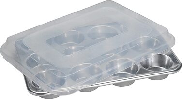 Nordic Ware Muffin Tin with High Sides, 12 Cups, Natural Color
