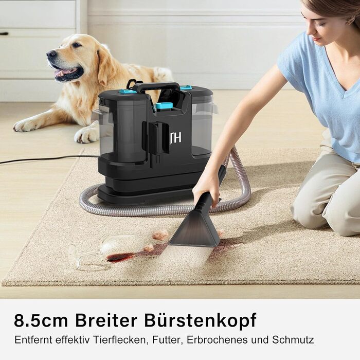 Пристрій для чищення оббивки Nassauger, 450W, 12kPa: мийний пилосос для килимів, оббивки та автосидінь (чорний)