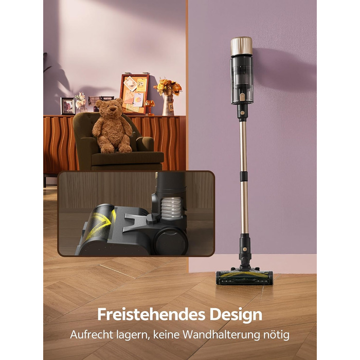 Бездротовий пилосос Ultenic U15 з акумулятором, 50000Pa, 580W, 65хв, GreenEye, антизаплутувальна щітка, телескопічна труба, для килимів, твердих поверхонь та шерсті тварин, золотий