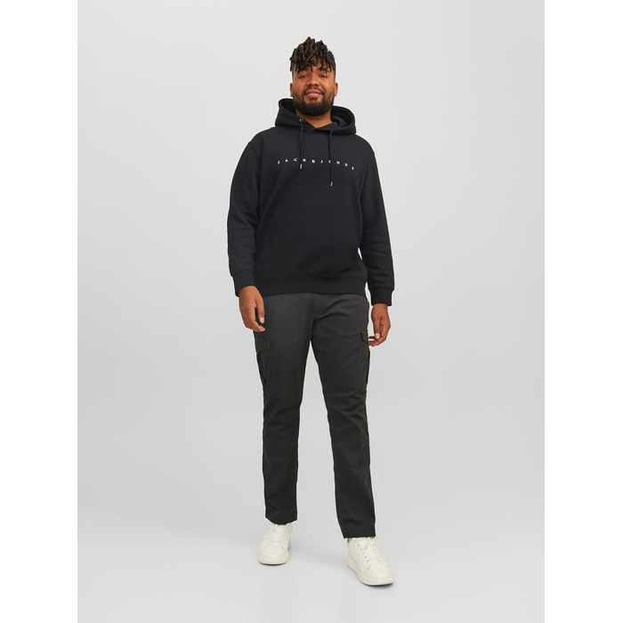 Чоловічий худі Jack & Jones Jjestar Jj Sweat Hood Noos Pls, чорний, великий розмір 6XL (Turbulence)