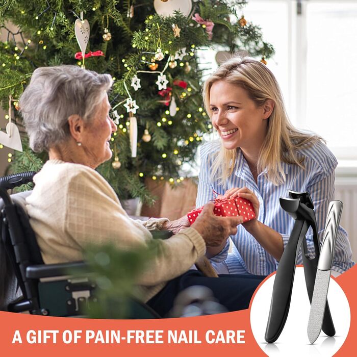 Кусачки для нігтів BEZOX ергономічні з похилим лезом для товстих нігтів (чорні). Кусачки для нігтів для літніх людей, чоловіків та жінок з металевим пилком.