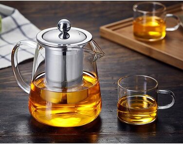 Скляний чайник із ситом із нержавіючої сталі для заварювання чаю, 750 мл